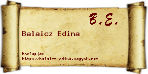 Balaicz Edina névjegykártya